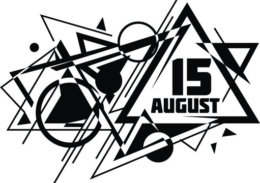 15 august abstract geometric design with black shapes Vector