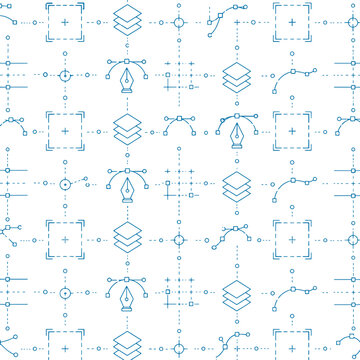 Graphic Designer Pattern Seamless Creative Workflow Line Art Vector Background