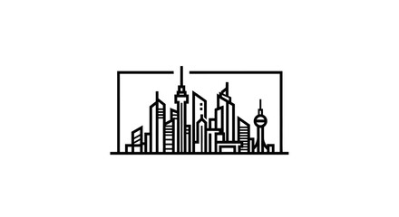 Fototapeta premium Minimalist skyline silhouette with modern skyscrapers in a geometric design