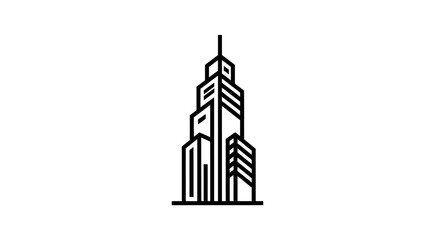 Obraz premium Modern skyscraper outline minimalist black and white architectural illustration