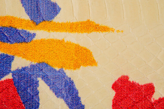 Colorful exotic leather background with painted floral pattern on python skin texture