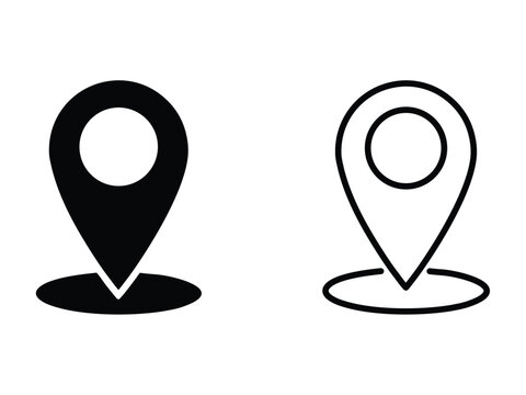 Map marker icon, map pin location symbol, address navigation locator sign