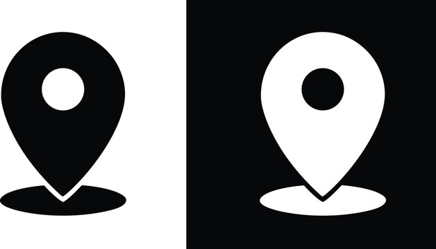Map marker icon, map pin location symbol, address navigation locator sign