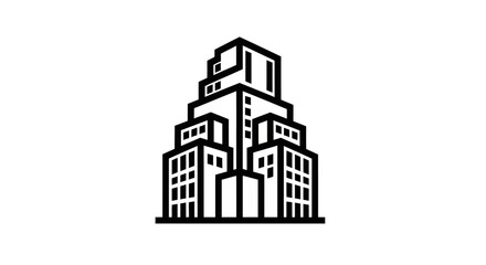 Naklejka premium Modern abstract building icon black and white design architecture