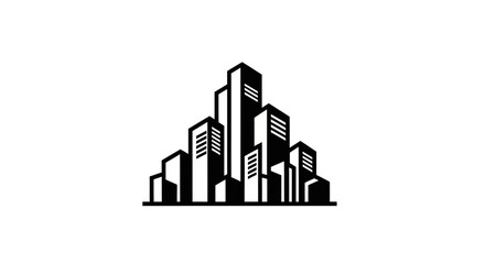 Fototapeta premium Monochromatic cityscape silhouette illustrating architecture and urban development