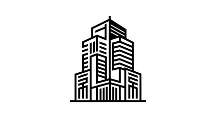 Naklejka premium Modern abstract building illustration against white background for design