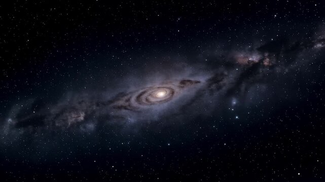 Starry night sky with galaxies, nebulae and planets in a dark cosmic universe 4k animation background video
