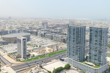 Naklejka premium 中東UAEにあるドバイのとても美しい街並み風景A very beautiful cityscape of Dubai in the Middle East UAE