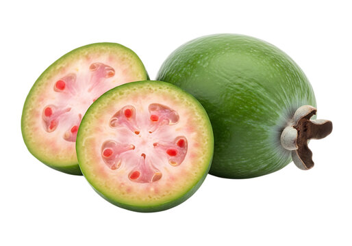 Fresh feijoa fruits isolated on transparent background