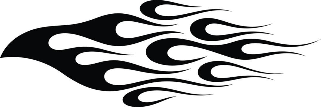 Black tribal flame vector illustration design element for hot rod car motorcycle decal vinyl sticker isolated on white background
