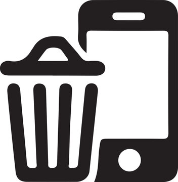 Mobile Data Delete Icon &ndash; Professional Flat Vector Illustration for Smartphone Storage Cleaner, App Uninstallation, and Digital Trash Management