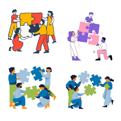 Fototapeta premium Teamwork Makes The Dream Work Puzzle Illustration