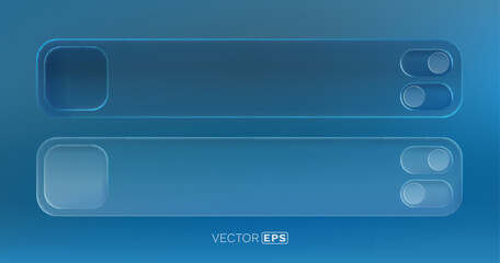 Modern blue neumorphic interface elements with toggle buttons. © hobbitfoot