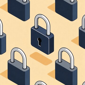 Security Padlocks Pattern Isometric Illustration Cybersecurity Safety