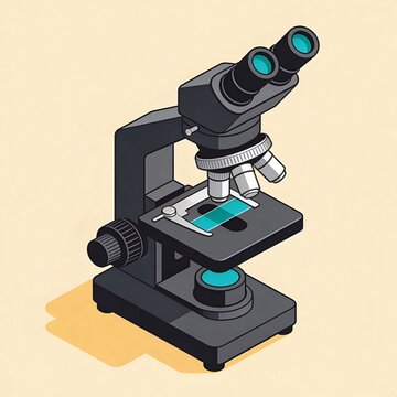Scientific Microscope Isometric Illustration Laboratory Research Equipment