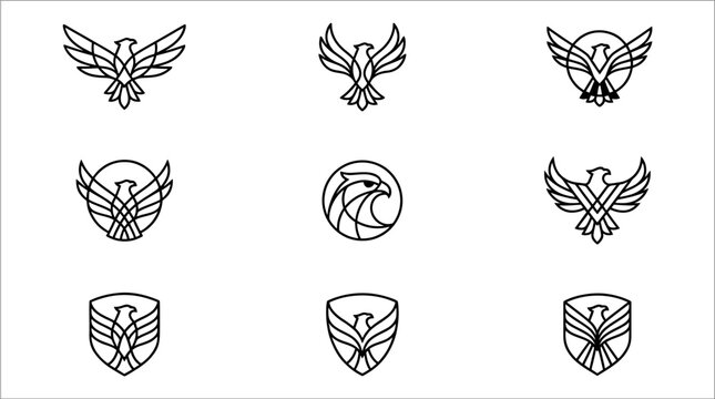 Collection of winged logos and crests.