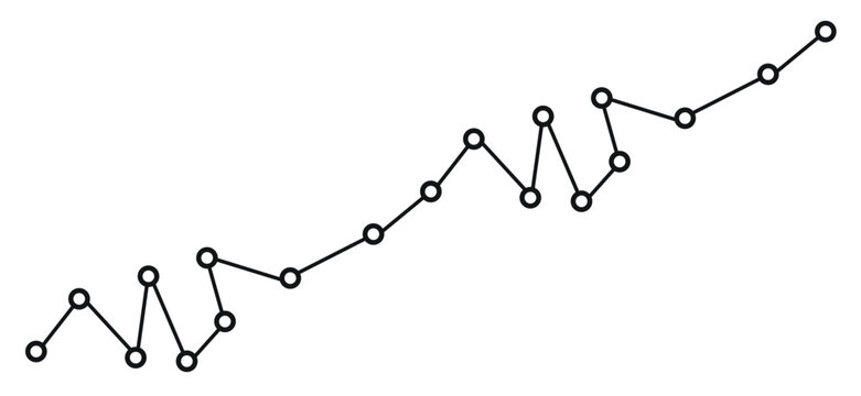 Data points line graph in minimalist style on white background for analytics.