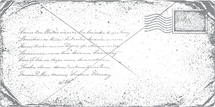 Vintage envelope with postage stamp graphic illustration black and white envelope illustration correspondence historic parchment background communication delivery postmark cancelled