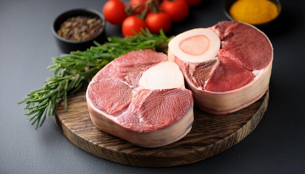 sliced beef shank raw veal shank for making ossobuco