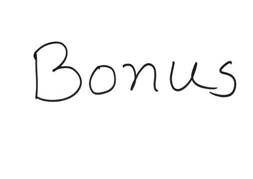 Handwritten bonus word in black ink on paper