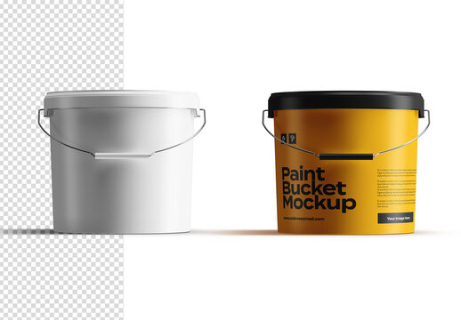 Plastic Paint Bucket Packaging Mockup Isolated