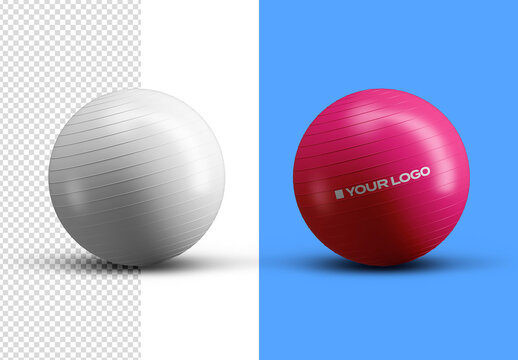 Sport Fitness Exercise Ball Mockup Isolated