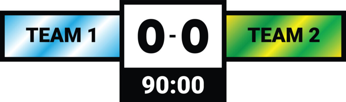 Scoreboard display with team names and time  sports score tracker