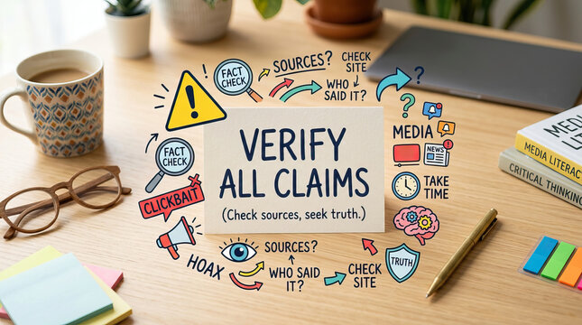 Verify all claims fact check sources media literacy critical thinking truth hoax clickbait check site take time Verify all claims with fact check, sources, and critical thinking to seek truth
