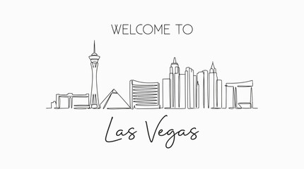 Obraz premium Las Vegas Skyline Line Art Illustration - Welcome To Vegas Concept