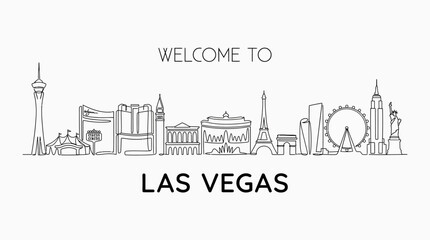 Fototapeta premium Las Vegas Skyline Drawn - Minimalist Line Art on White