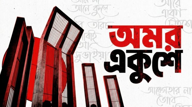 Amar Ekushey Bangladesh Language Movement Poster with Shaheed Minar