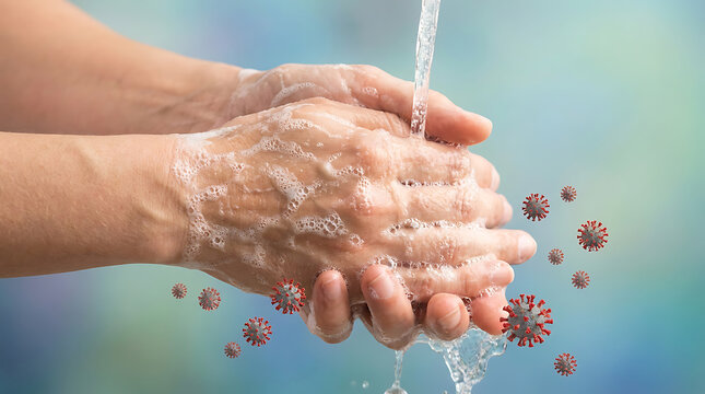 Thorough hand washing with soap and water to prevent the spread of viruses and maintain health hygiene