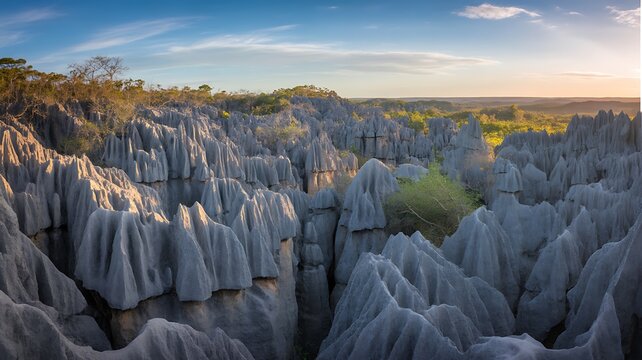 Detailed Geological Formations of Tsingy de Bemaraha.
