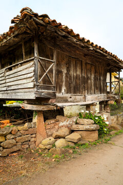 Traditional agricultural building called Horreo in Asturias, Spain