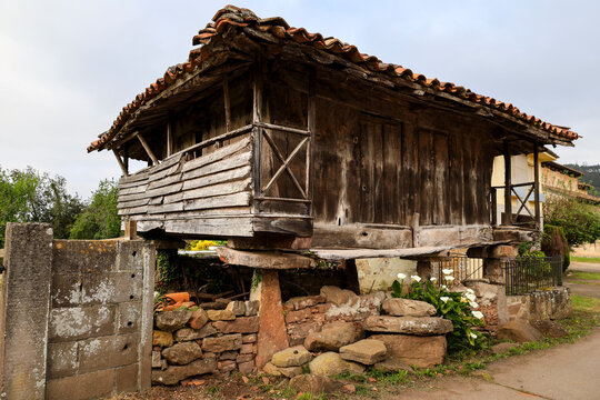 Traditional agricultural building called Horreo in Asturias, Spain