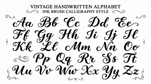Alphabet letters in cursive script