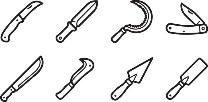 Collection of eight different types of bow arrows icon set vector Vector