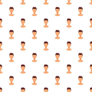 Male bust avatars with brown hair creating a seamless graphic background texture