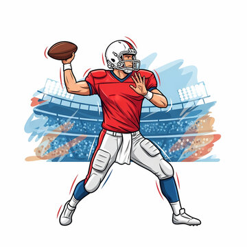 American football quarterback throwing a pass