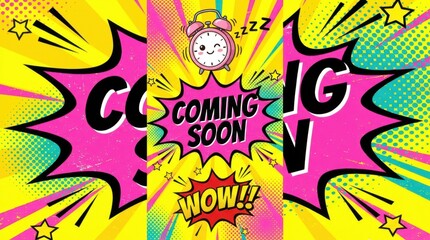 Fototapeta premium Coming Soon Pop Art Poster