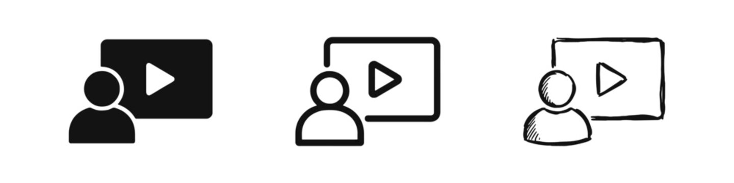 User Video Player and Online Streaming Media Icons Set