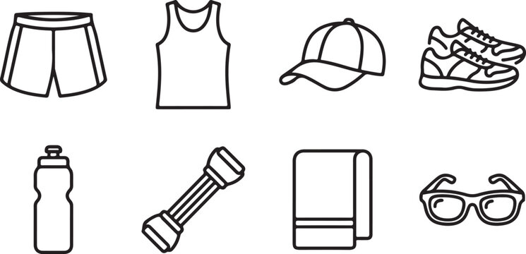 Black outline icons set of food and kitchen items vector illustration Vector