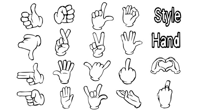 set of hand drawn hand prints