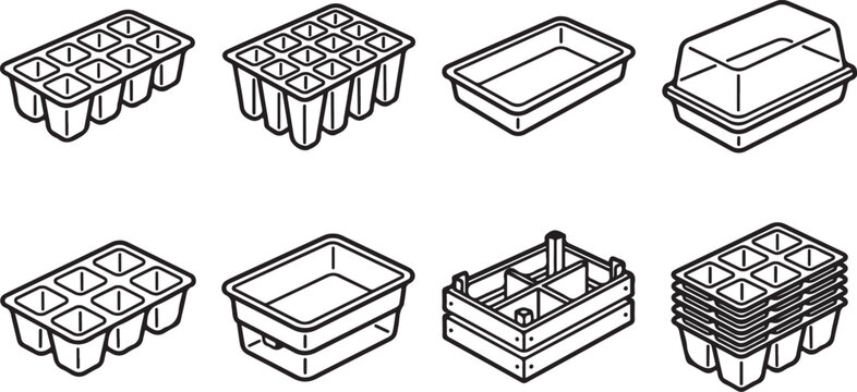 Geometric wireframe 3d cubes and shapes isolated on white Vector