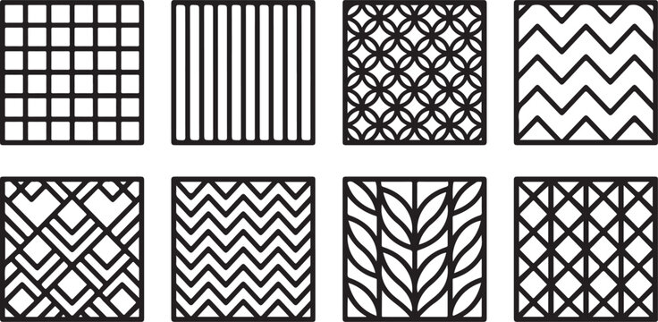 Black and white geometric pattern design collection vector Vector