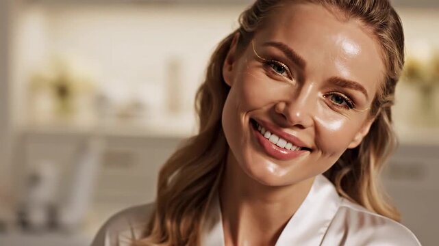 Woman with glowing face portrait concept beauty spa treatment