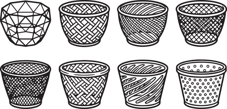 Set of seamless woven basket pattern vector seamless texture Vector