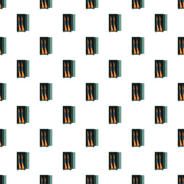 Rifles stored inside secure gun safes forming a repeating pattern on white background