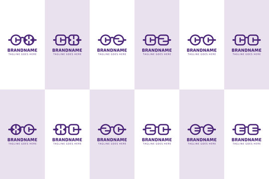 Letters CX XC CZ ZC CC EE Glasses Optic Logo, for optical company, eyewear stores, or spectacle brands