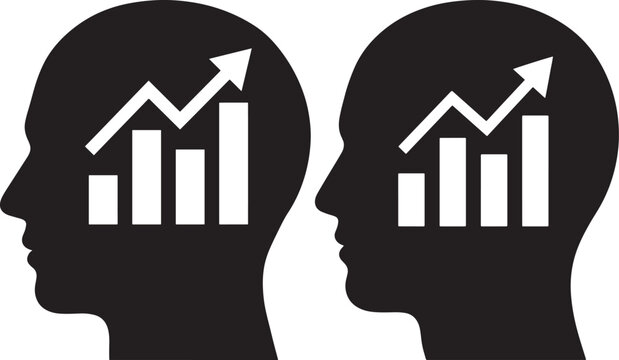 Head silhouette showing business growth graph success concept.
